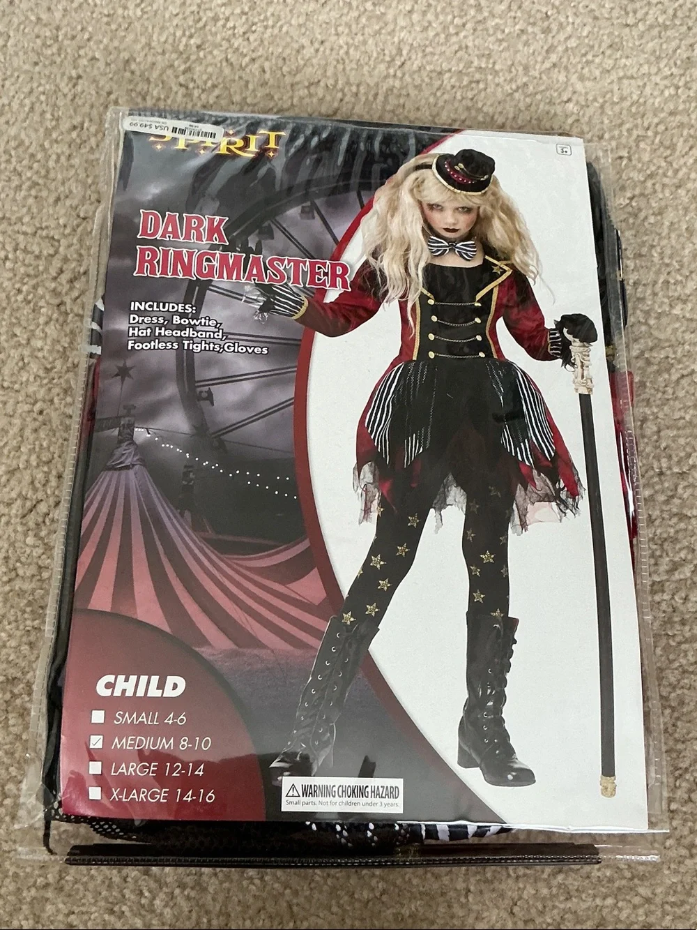 Girls Spirit Halloween Dark Ringmaster Costume - Size Medium 8-10